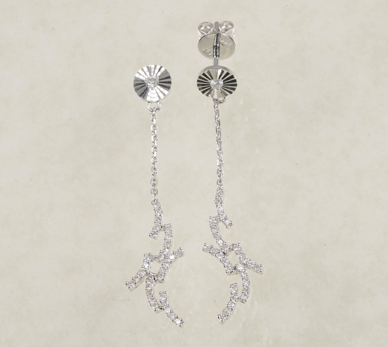 DANGLING DIAMOND EARRINGS 0.50 CARATS IN 18K WHITE GOLD (LE-876)