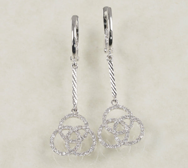 DANGLING HOOP DIAMOND EARRINGS 0.68 CARATS IN 18K WHITE GOLD (LE-880)