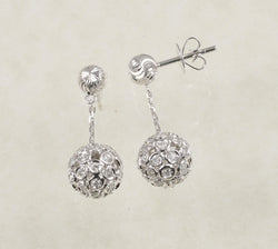 DANGLING DISCO BALL DIAMOND EARRINGS 1.32 CARATS IN 18K WHITE GOLD (LE-883)