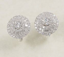 FANCY ROUND DIAMOND EARRINGS 3.09 CARATS IN 18K WHITE GOLD (LE-892)