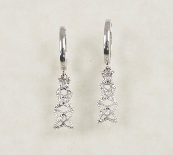 DIAMOND DANGLING EARRINGS 0.07 CARATS IN 18K WHITE GOLD (LES-899)