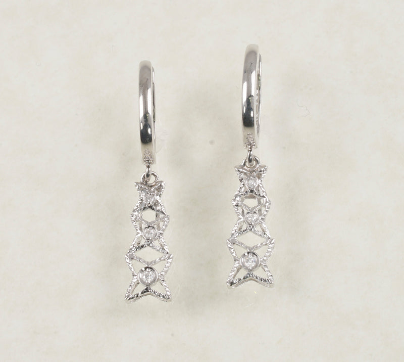 DIAMOND DANGLING EARRINGS 0.07 CARATS IN 18K WHITE GOLD (LES-899)