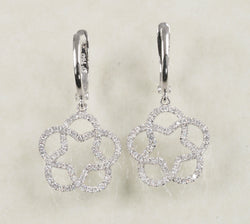 DIAMOND STAR HOOP EARRINGS 0.72 CARATS IN 18K WHITE GOLD (LE-919)