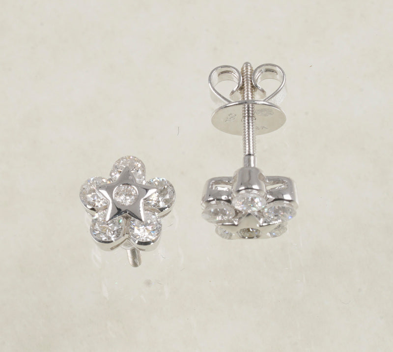 DIAMOND STAR STUD EARRINGS 0.78 CARATS IN 18K WHITE GOLD (LES-936)