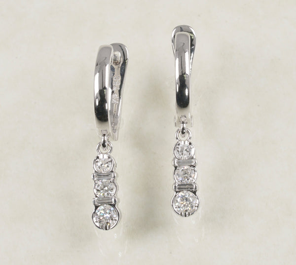 DIAMOND HOOP EARRINGS 0.41 CARATS IN 18K WHITE GOLD (LE-947)