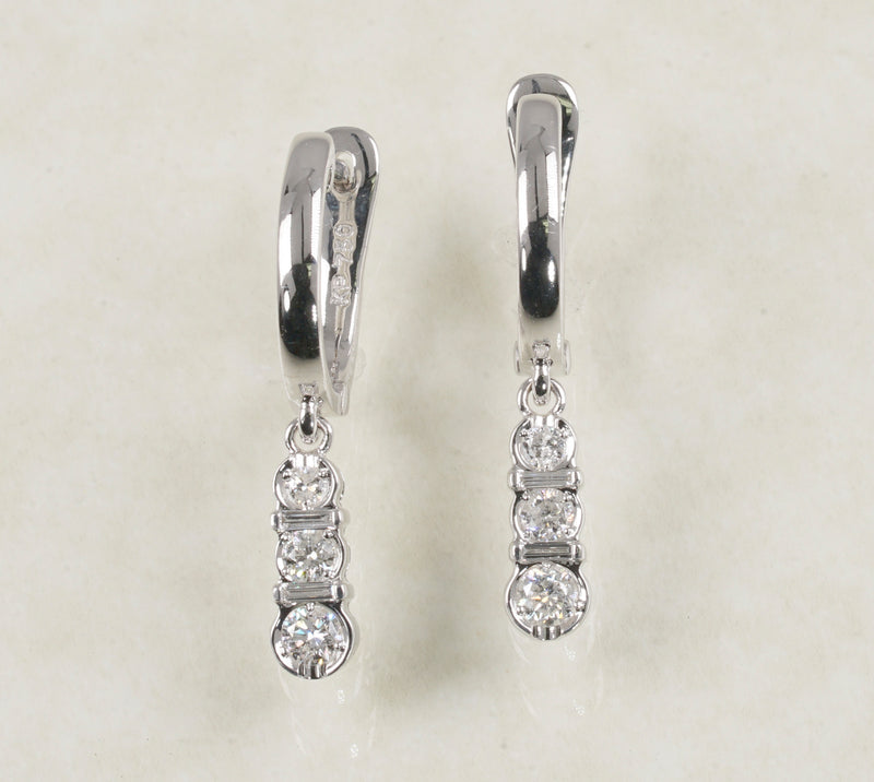 DIAMOND HOOP EARRINGS 0.41 CARATS IN 18K WHITE GOLD (LE-947)