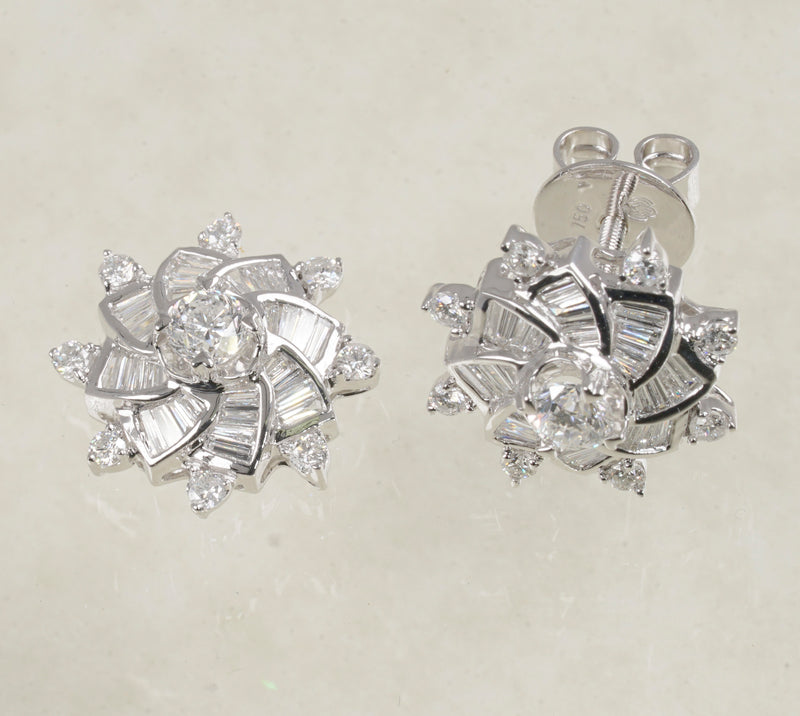 DIAMOND STUD EARRINGS 1.64 CARATS IN 18K WHITE GOLD (LES-953)