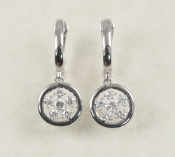 DIAMOND HOOP SNOWFLAKE EARRINGS 0.79 CARATS IN 18K WHITE GOLD (LE-956)