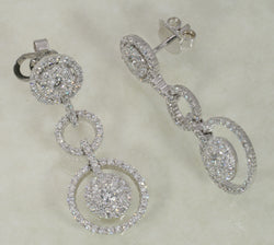 DIAMOND DROP EARRINGS 2.20 CARATS IN 18K WHITE GOLD (LES-1033)