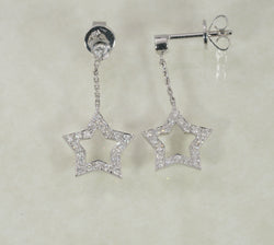 DIAMOND STAR DANGLING EARRINGS 0.52 CARATS IN 18K WHITE GOLD (LES-261)