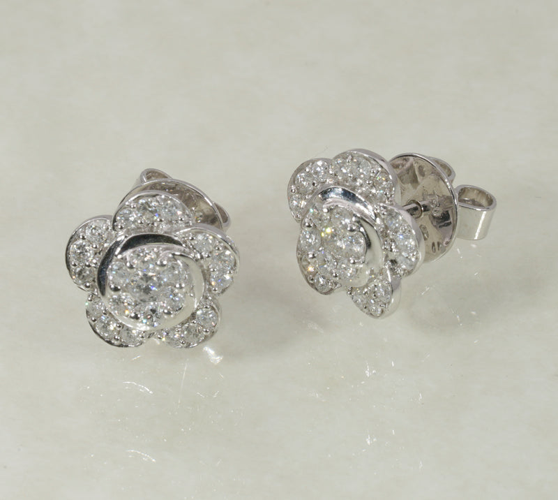 925 Sterling Silver 1 Cttw Diamond Cluster 7 Stone Floral Stud Earring (I-J  Color, I1-I2 Clarity) - Walmart.com