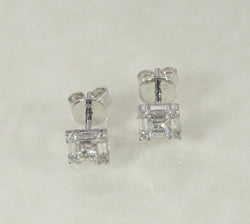 DIAMOND HALO STUD EARRINGS 0.55 CARATS IN 18K WHITE GOLD (LES-1017)