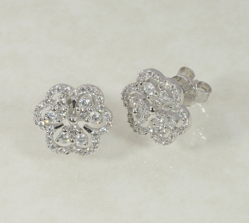 DIAMOND STUD EARRINGS 0.98 CARATS IN 18K WHITE GOLD (LES-339)