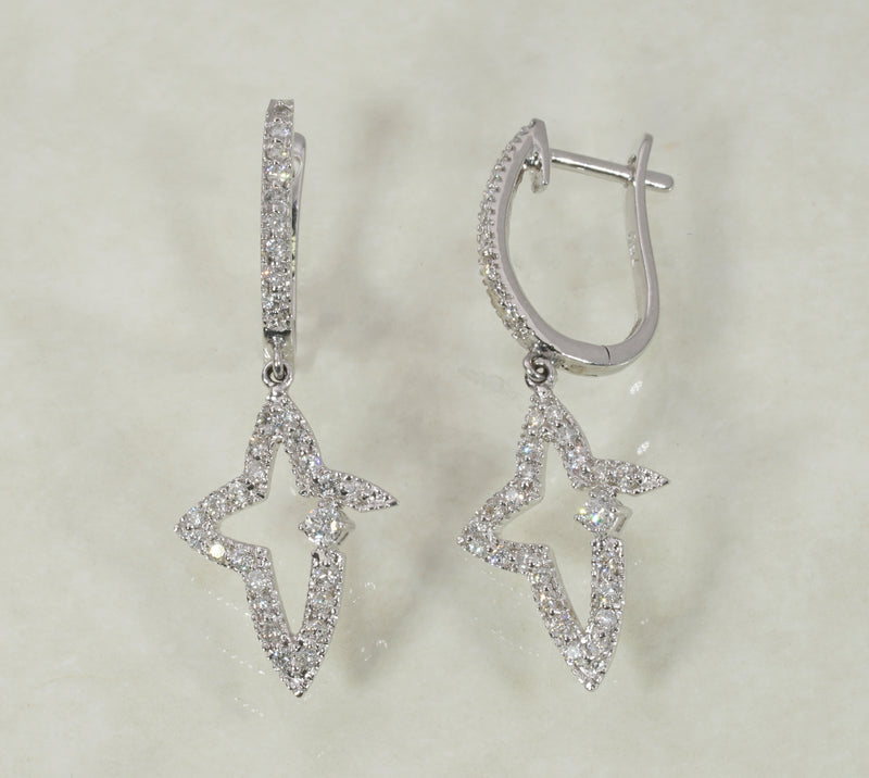 DIAMOND DROP EARRINGS 0.47 CARATS IN 18K WHITE GOLD (LES-495)