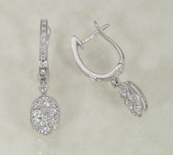 DIAMOND DROP EARRINGS 0.98 CARATS IN 18K WHITE GOLD (LES-661)