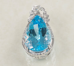 DIAMOND PENDANT WITH TOPAZ 0.22 CARATS IN 18K WHITE GOLD (LPS-018)