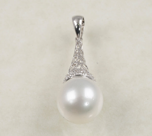 DIAMOND PENDANT WITH PEARL 0.34 CARATS IN 18K WHITE GOLD (LP-064 SSP)