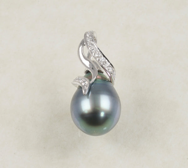 DIAMOND PENDANT WITH PEARL 0.25 CARATS IN 18K WHITE GOLD (LPS-100)