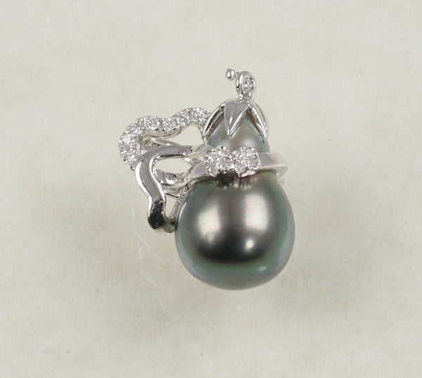 DIAMOND PEARL PENDANT 0.09 CARATS IN 18K WHITE GOLD (LPS-114A)