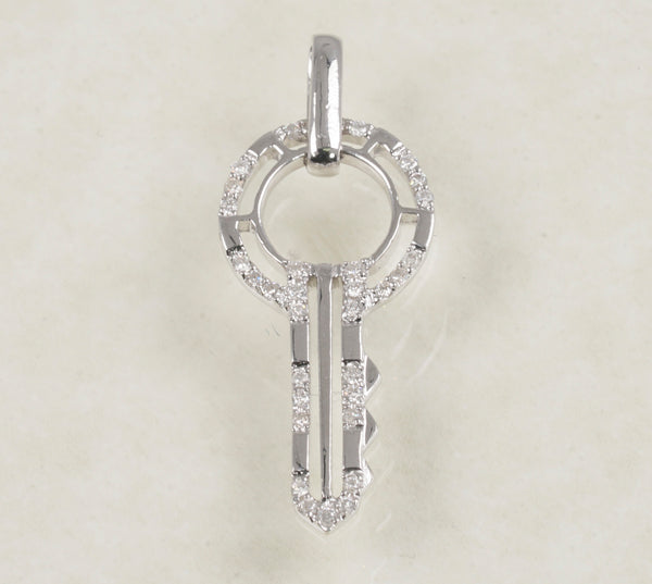 DIAMOND KEY PENDANT 0.13 CARATS IN 14K WHITE GOLD (LPS-12115