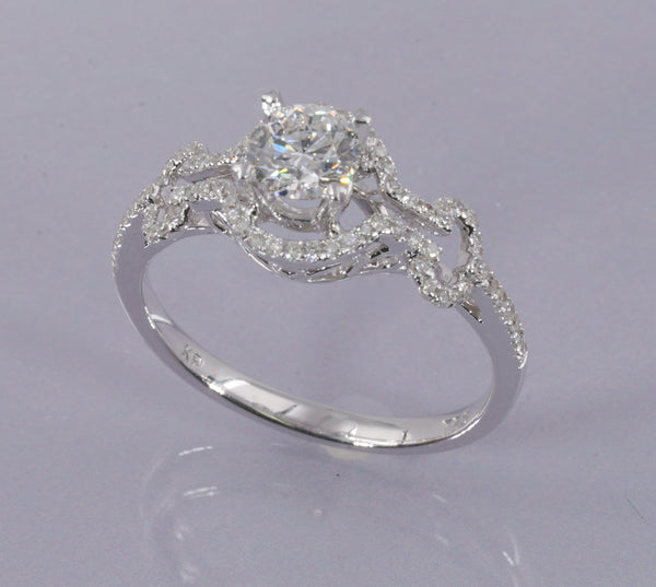 GIA CERTIFIED DIAMOND RING IN 18K WHITE GOLD (LRS-493W)