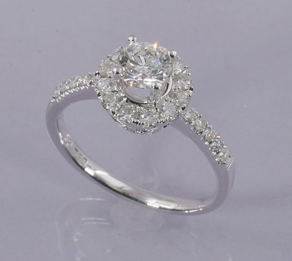 GIA CERTIFIED DIAMOND RING IN 18K WHITE GOLD (LRS-495W)