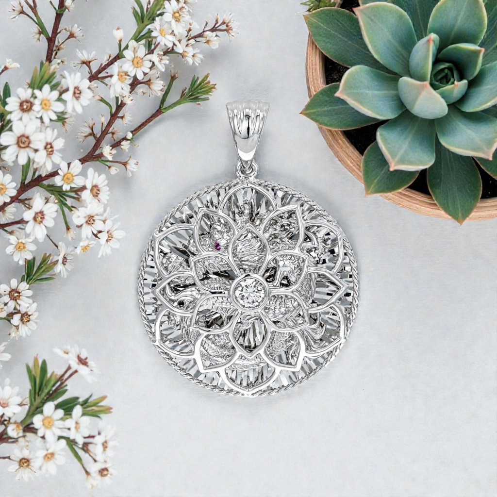 Floral Dragon Medallion Pendant