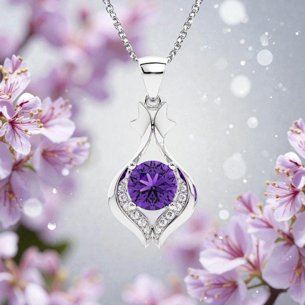 Diamond Amethyst Fairy Pendant