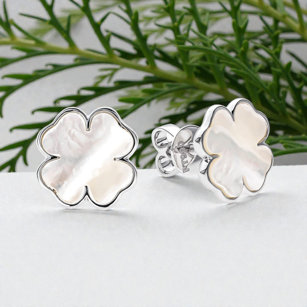 Mother of Pearl Clover Stud Earrings