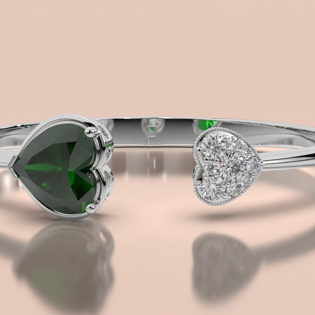 Royal Emerald Heart Bangle