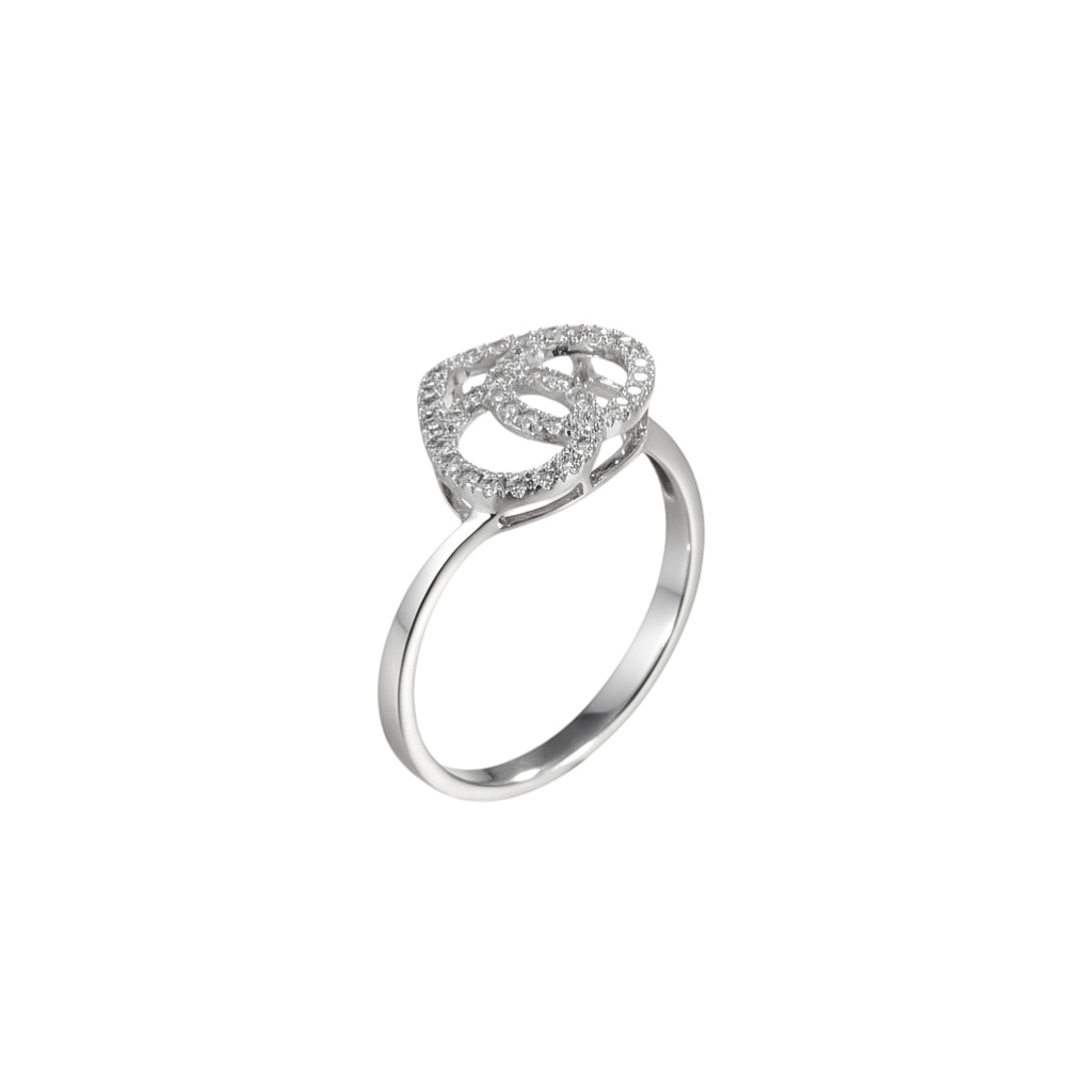 Elegant Heart Double Circle Diamond Ring