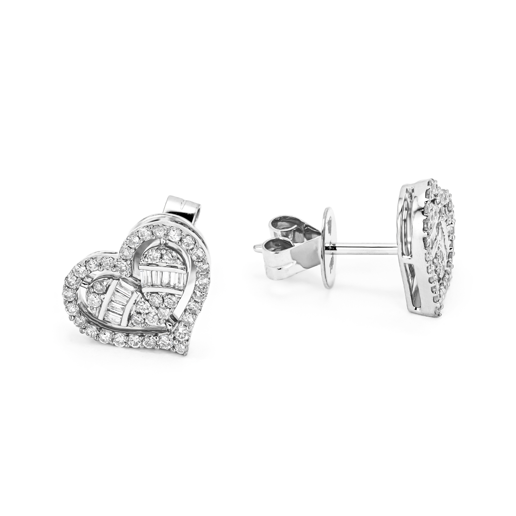 Halo Diamond Heart Earrings