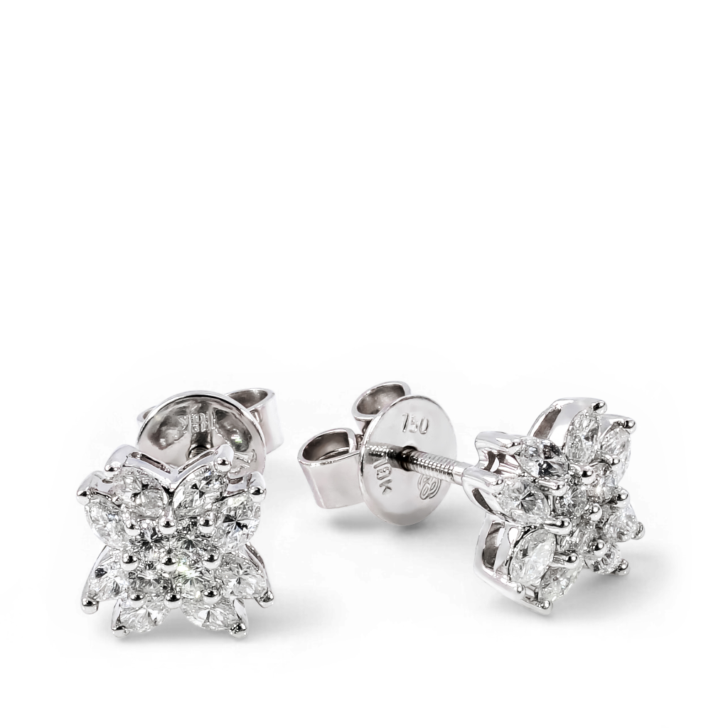Stud Cluster Diamond Earrings