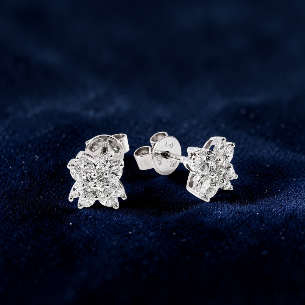Stud Cluster Diamond Earrings