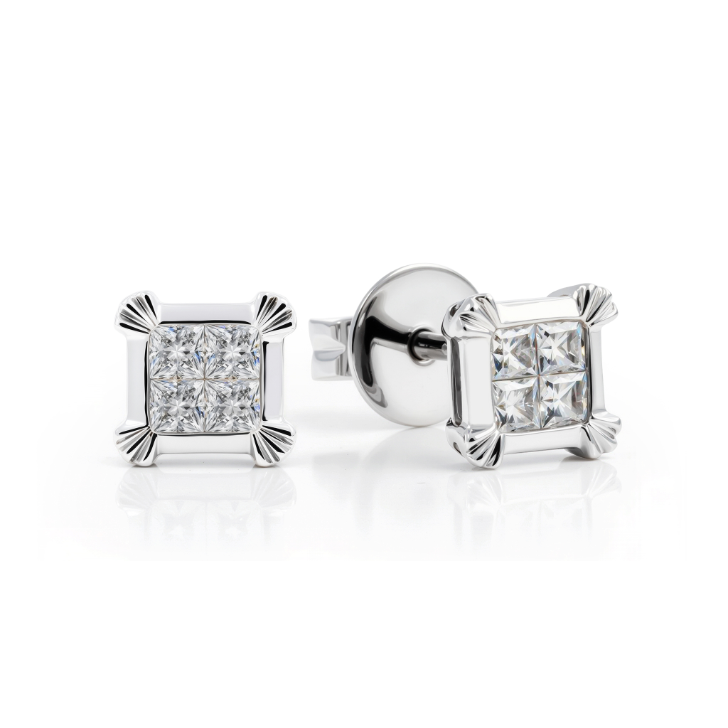 Quad Princess Diamond Studs