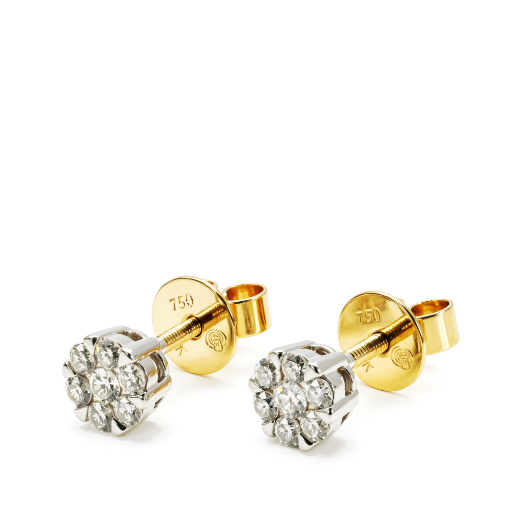 Duo Tone Diamond Cluster Studs