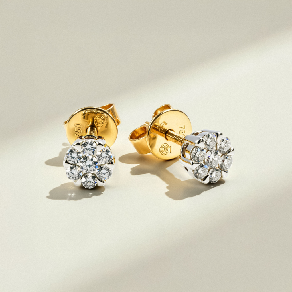 Duo Tone Diamond Cluster Studs
