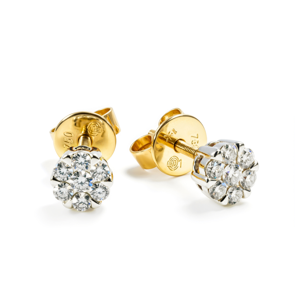 Duo Tone Diamond Cluster Studs