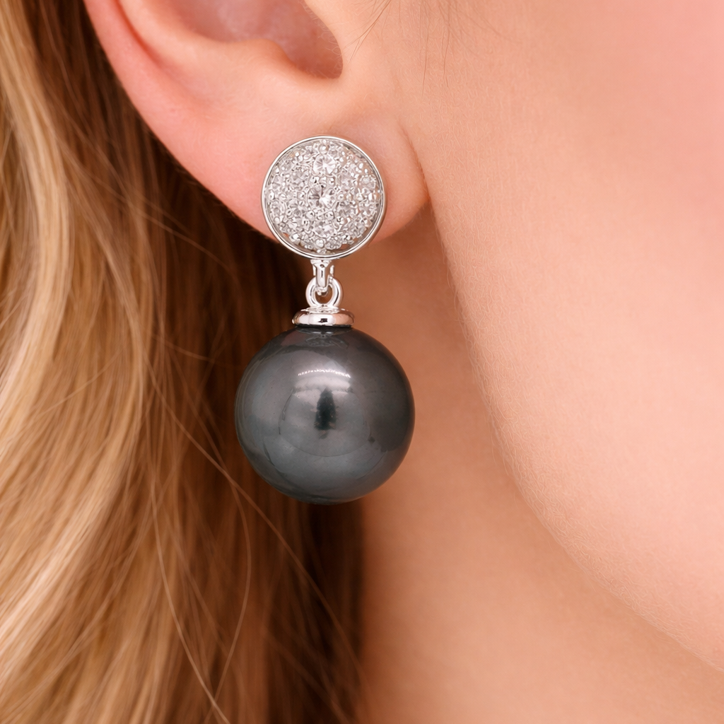 Luna Oval Diamond Pearl Drops