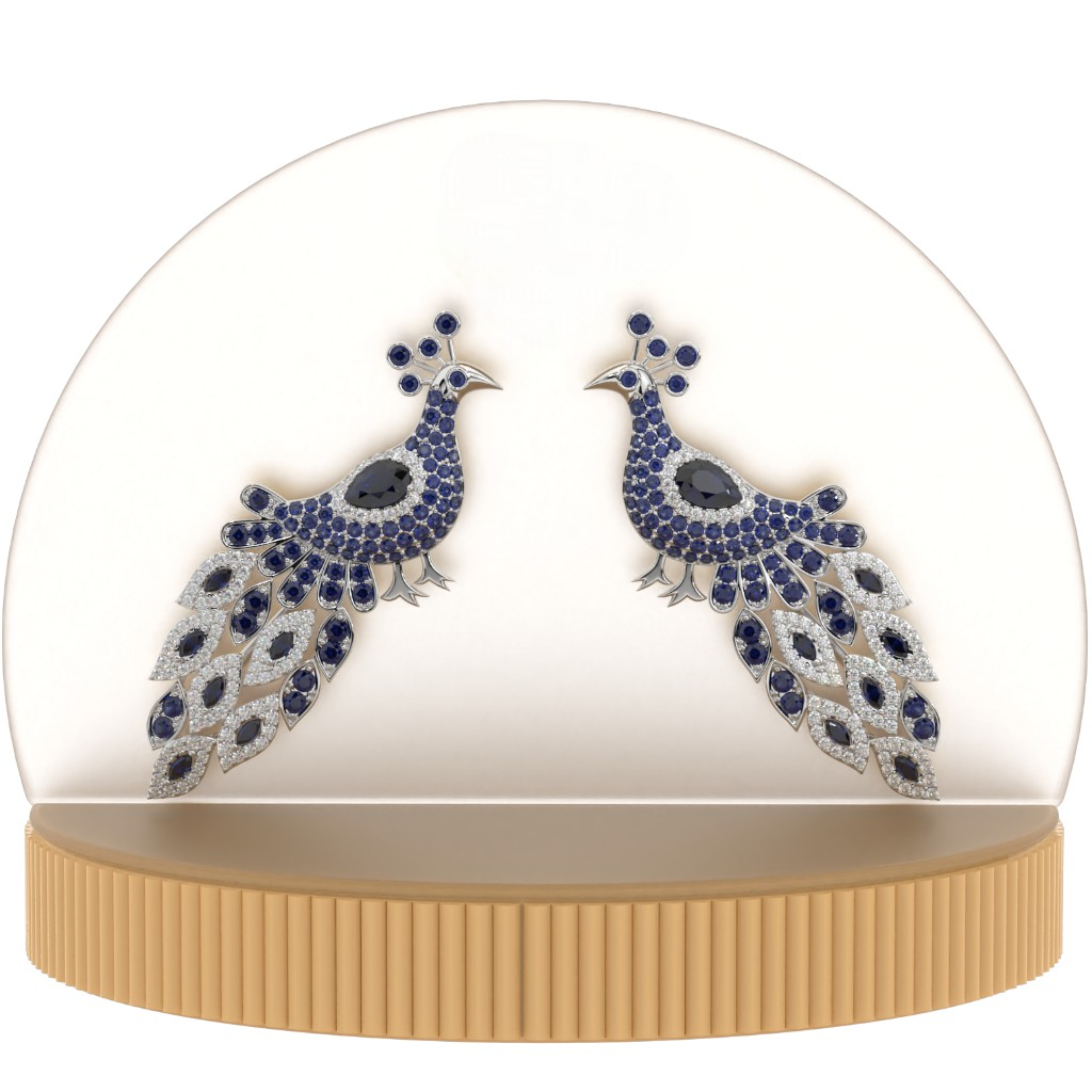 Sapphire Peacock Brooch