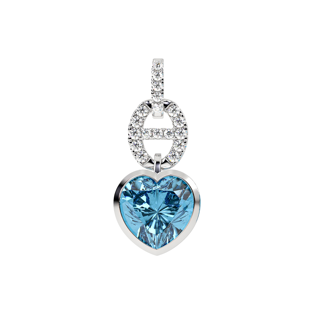 Diamond Topaz Heart Pendant