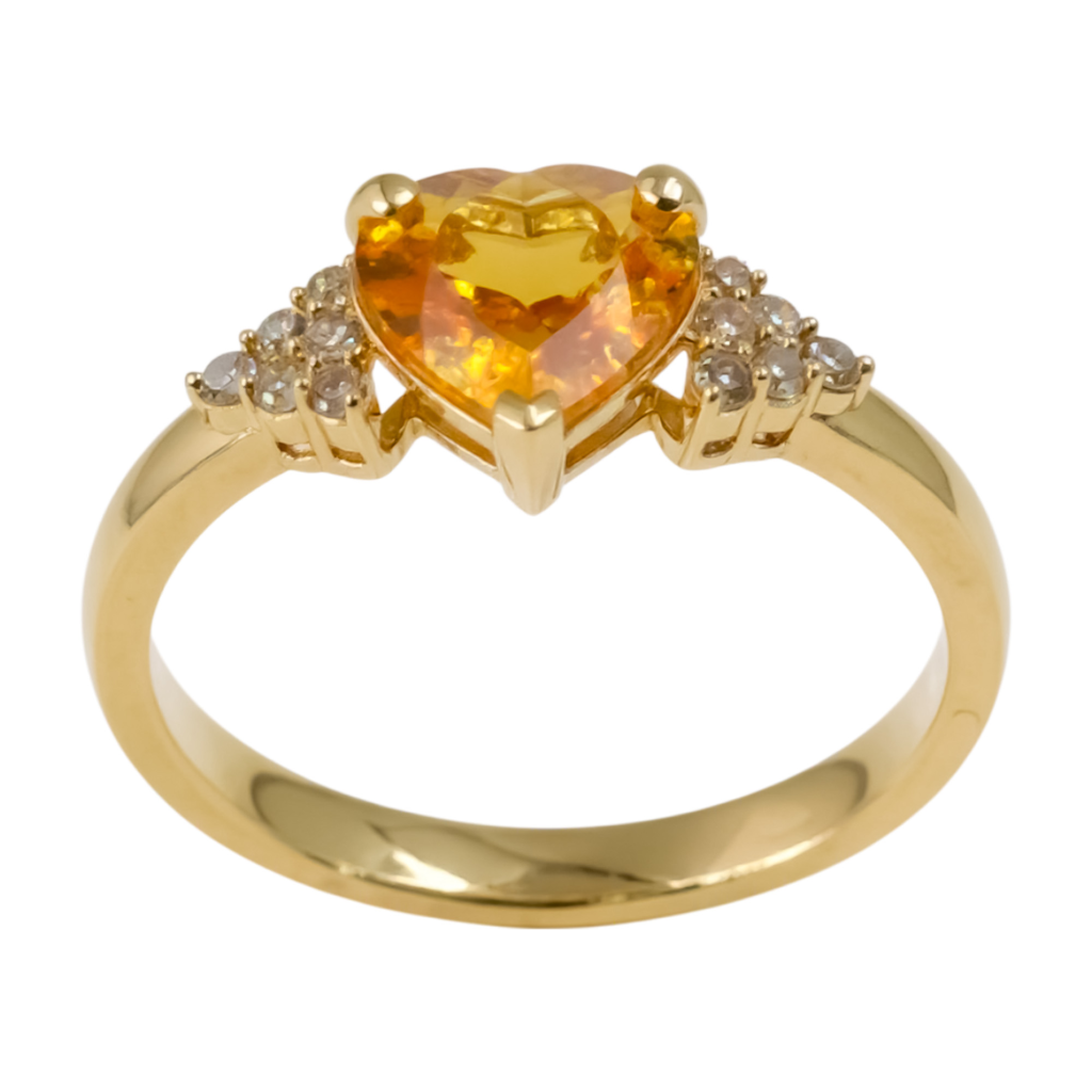 Golden Citrine Heart Radiance Ring