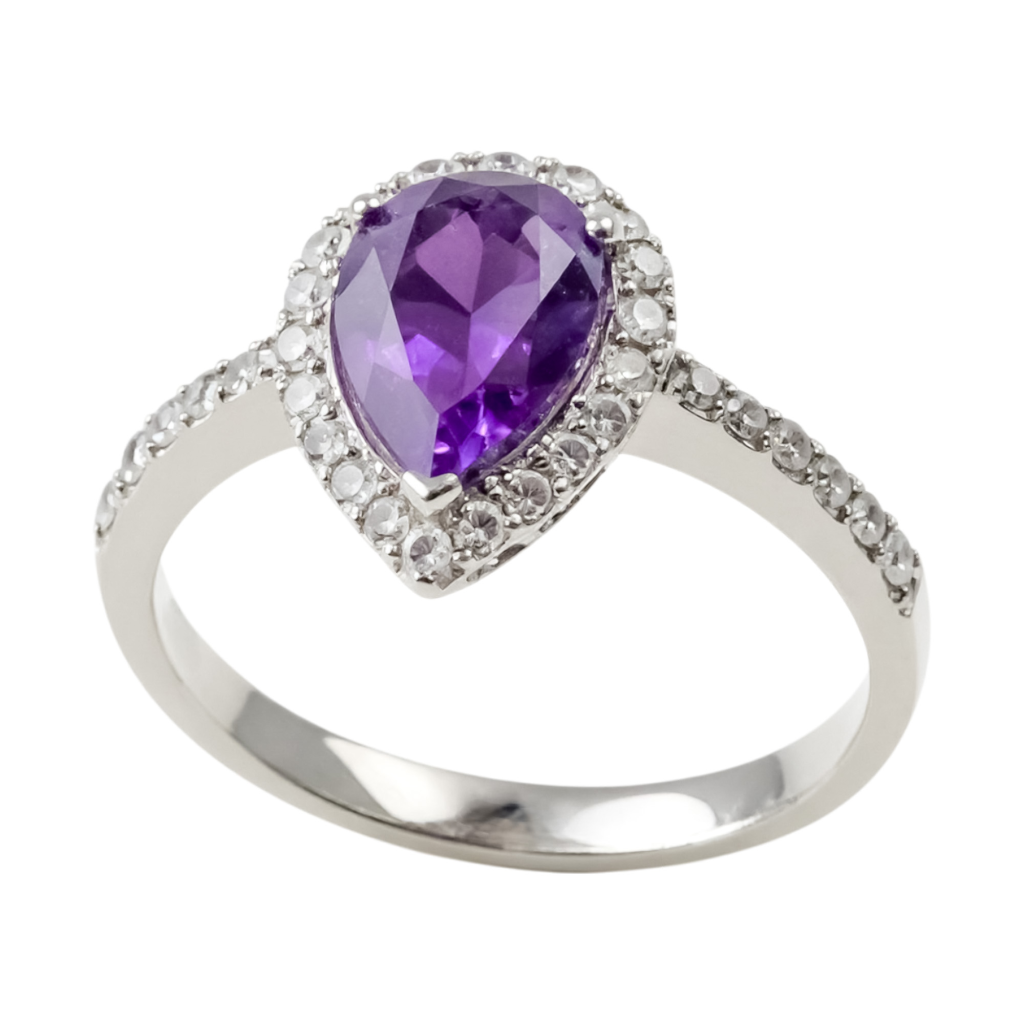Amethyst Teardrop Elegance Ring