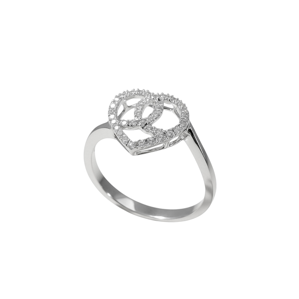 Elegant Heart Double Circle Diamond Ring