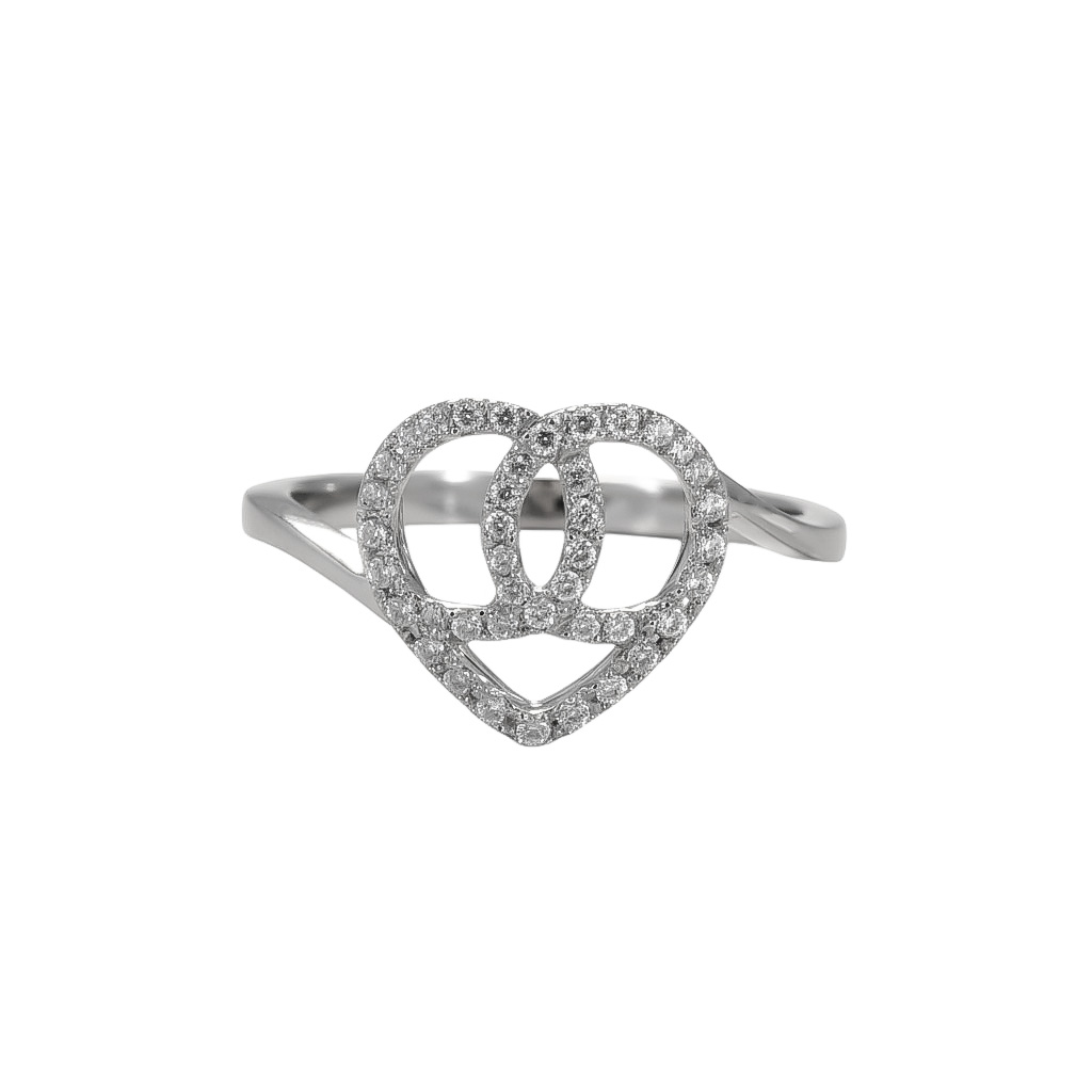 Elegant Heart Double Circle Diamond Ring