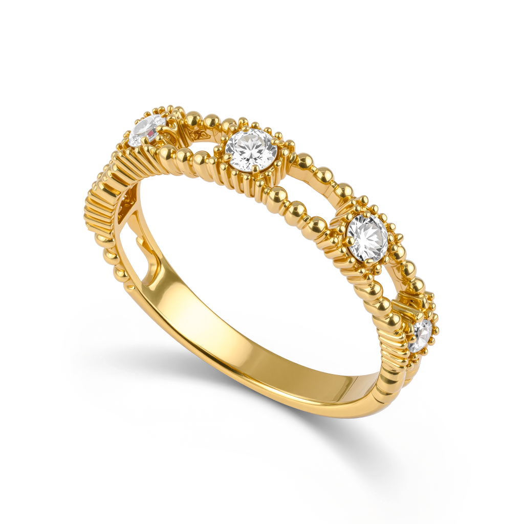 Golden Aurora Beaded Crystal Ring